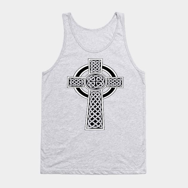 St Patrick's Day Celtic Cross Black and White Tank Top by taiche